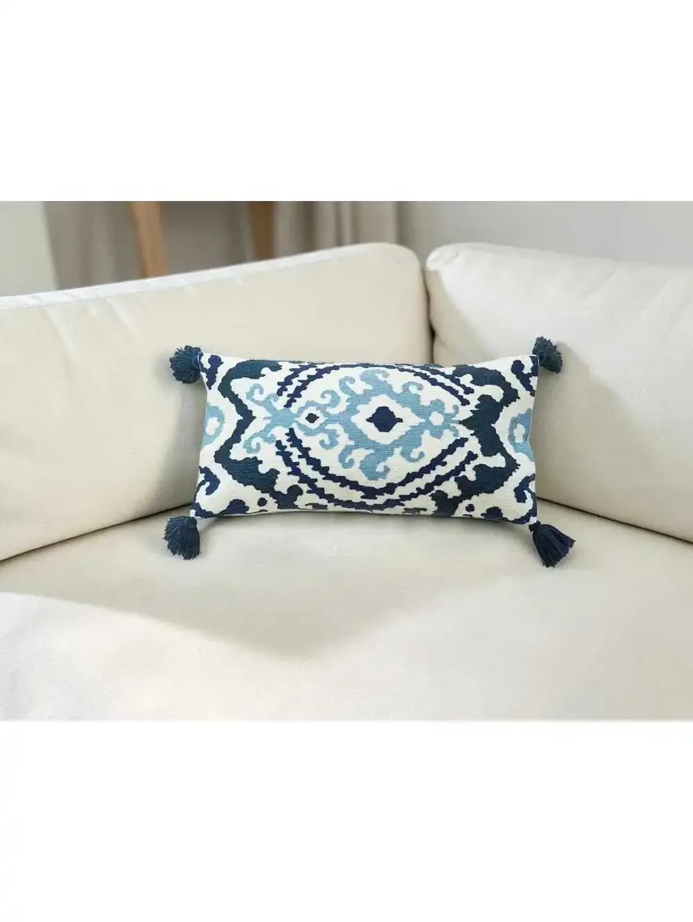 Handwoven Decorative Throw Pillow Covers - Bohemian Style, Multi-Color & Blue Ik